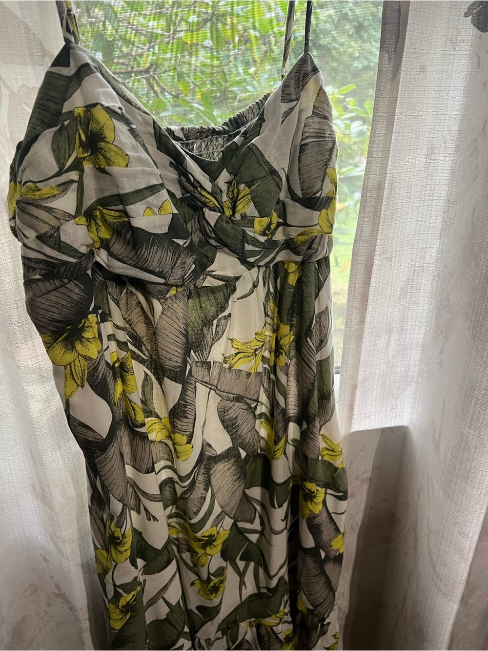 Banana Republic spaghetti Strap Floral Sundress in Yellow & Green